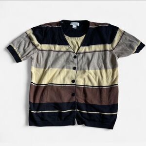 90s preppy knit striped cardigan sweater